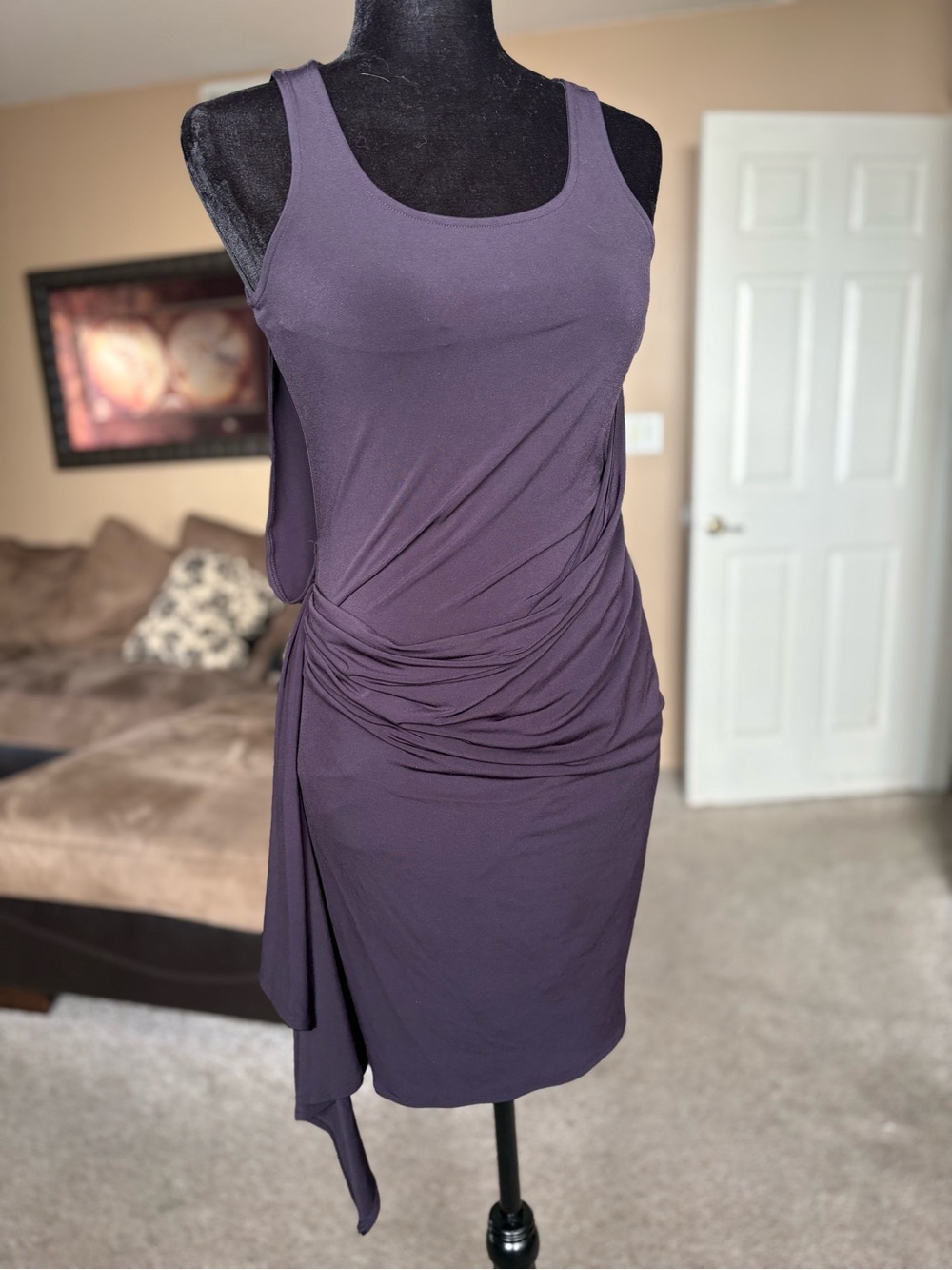 Michael Kors Sleeveless Ruched Tank Dress in Dusty Plum